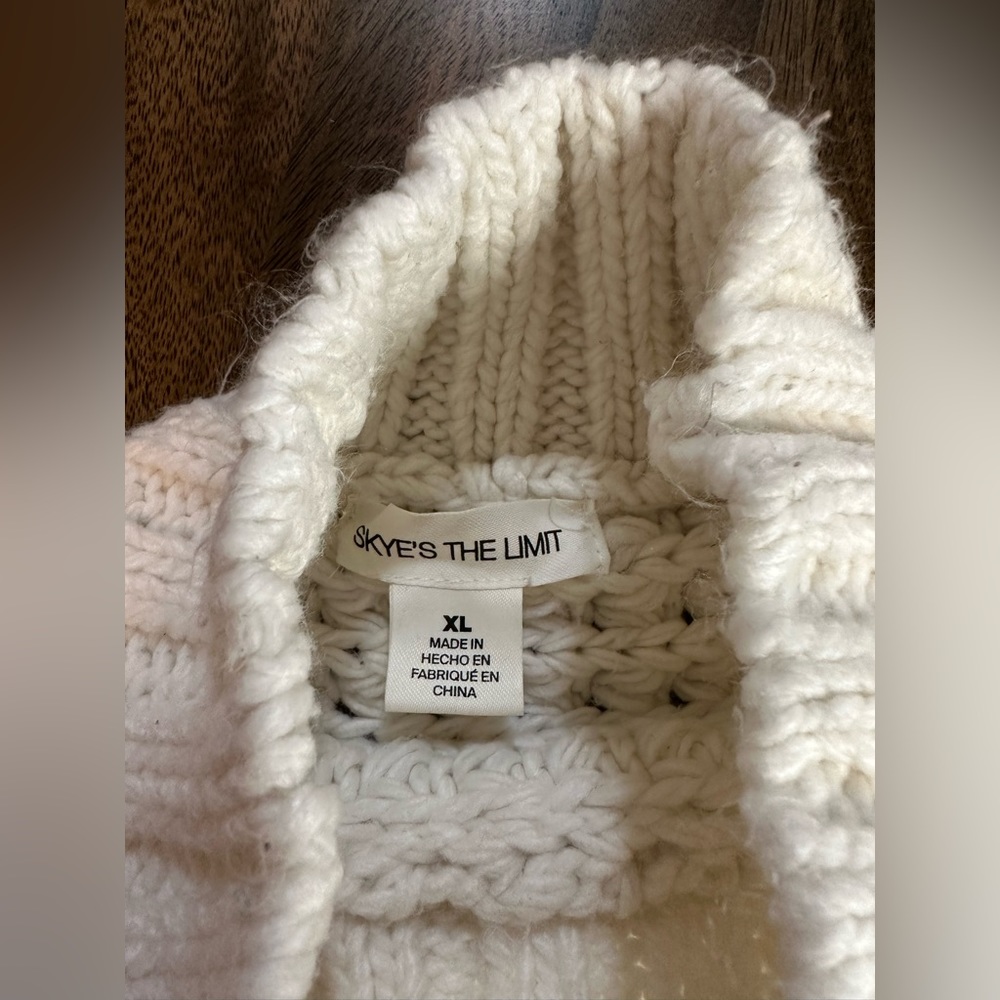 SKYE’S THE LIMIT WOMENS CHUNKY OPEN KNIT MOCK TURTLENECK WHITE/CREAM SWEATER XL - Picture 3 of 10